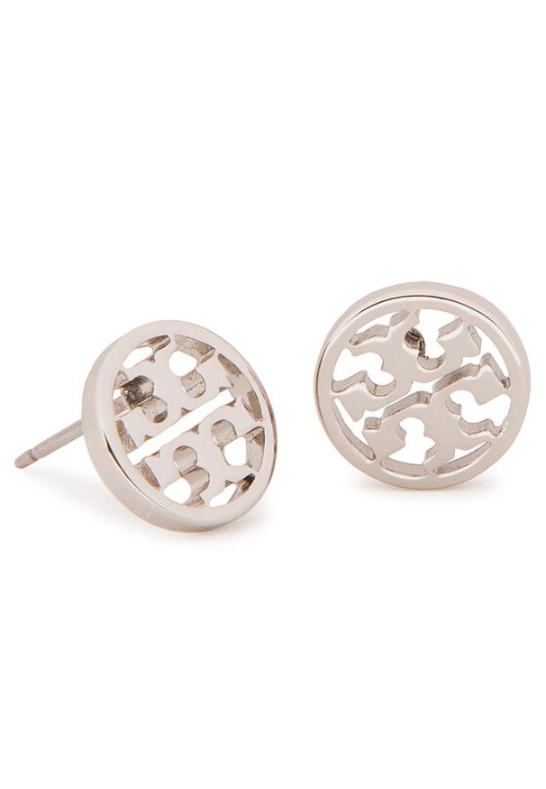 Tory Burch Kolczyki Logo Circle Stud Earring 11165518 Srebrny. Materiał: srebrne. Kolor: srebrny