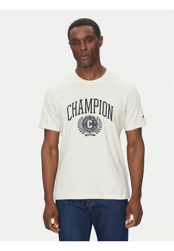 Champion T-Shirt 221174 Écru Regular Fit. Materiał: bawełna