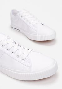 Born2be - Białe Buty Sportowe Corraney. Okazja: na co dzień. Wysokość cholewki: przed kostkę. Nosek buta: okrągły. Zapięcie: sznurówki. Kolor: biały. Materiał: materiał, jeans. Szerokość cholewki: normalna #4