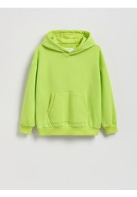 Reserved - Bluza oversize z kapturem - zielony. Typ kołnierza: kaptur. Kolor: zielony. Materiał: bawełna