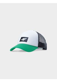 4f - Czapka z daszkiem snapback uniseks - zielona. Kolor: zielony. Materiał: materiał, neopren, syntetyk. Wzór: nadruk. Sezon: lato. Styl: sportowy, casual