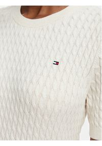 TOMMY HILFIGER - Tommy Hilfiger Sweter Cable Fine WW0WW41787 Kremowy Regular Fit. Kolor: kremowy. Materiał: bawełna #4