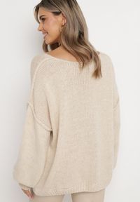 Born2be - Jasnobeżowy Sweter z Szerokimi Rękawami Armananis. Kolor: beżowy. Materiał: dzianina, tkanina #4