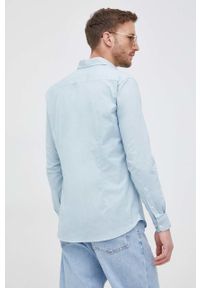 Pepe Jeans koszula PENTON męska slim z kołnierzykiem button-down. Typ kołnierza: button down. Kolor: niebieski. Materiał: materiał #2