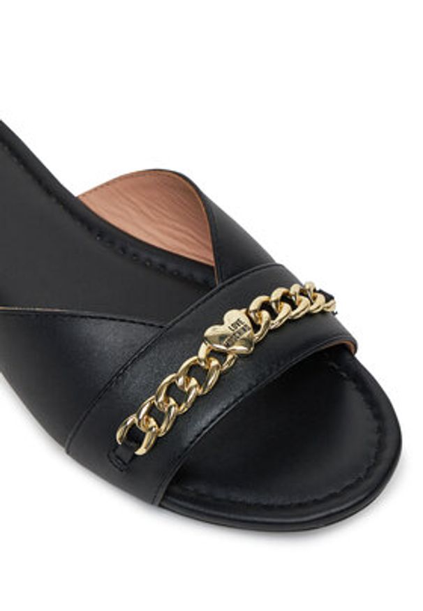 Love Moschino - LOVE MOSCHINO Klapki JA28151G0MIE0000 Czarny. Kolor: czarny. Materiał: skóra