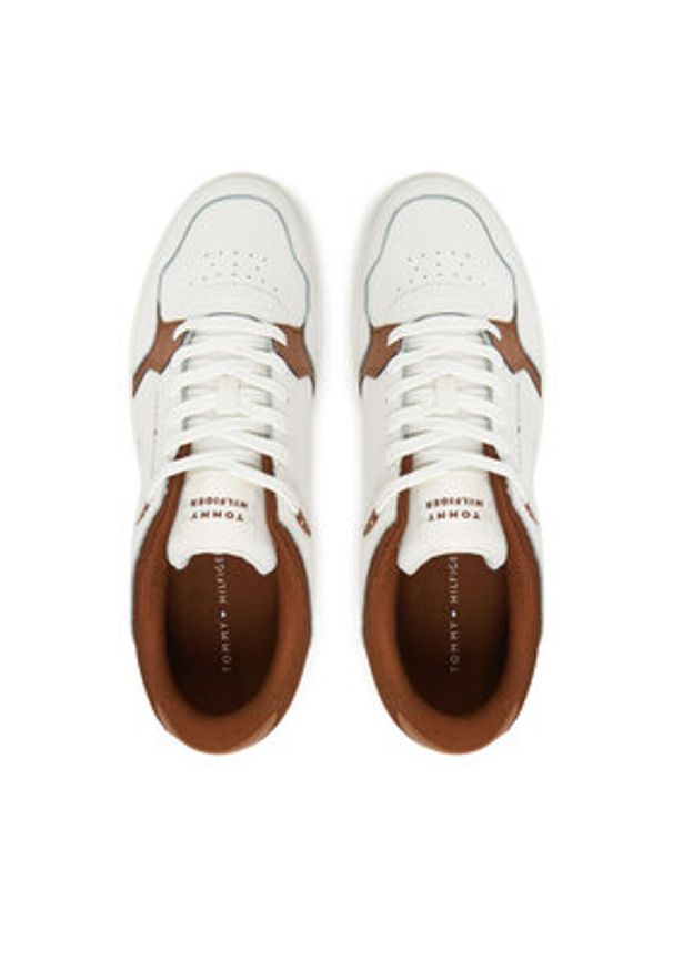 TOMMY HILFIGER - Tommy Hilfiger Sneakersy Basket Core Lite Lth Mix FM0FM05518 Écru. Materiał: skóra