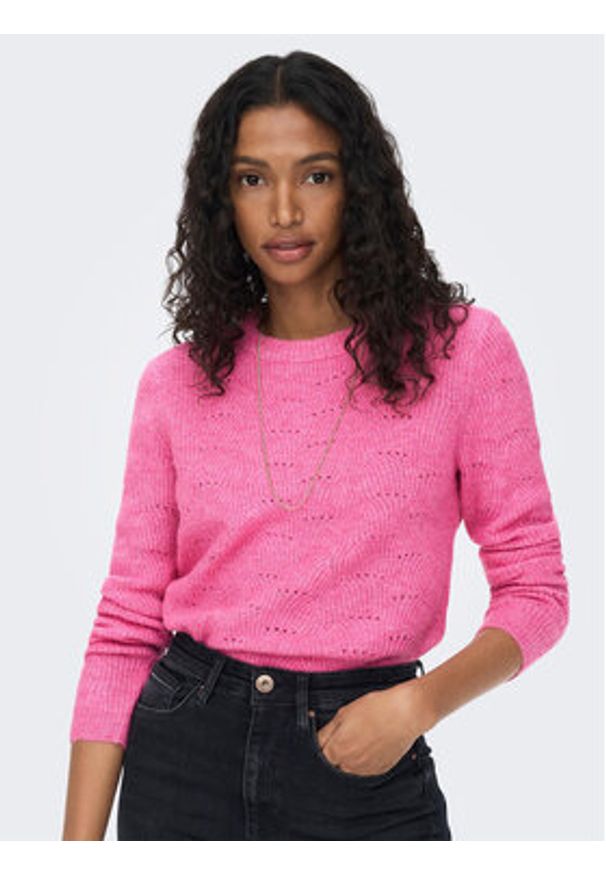 only - ONLY Sweter 15234745 Różowy Regular Fit. Kolor: różowy. Materiał: syntetyk