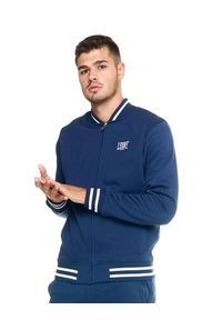 LEONE 1947 APPAREL - Męski dres lifestylowy z pełnym zamkiem. Kolor: niebieski. Materiał: dresówka. Sport: fitness
