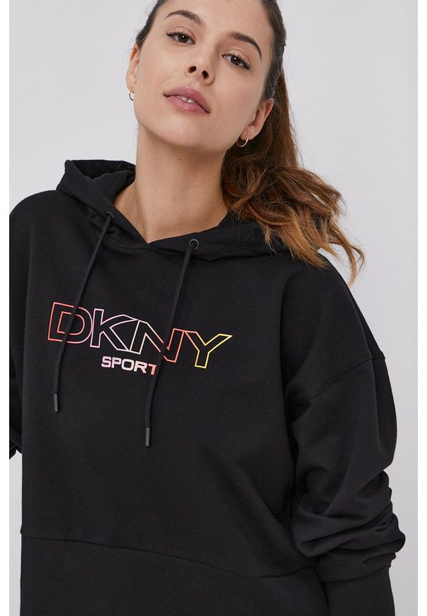 DKNY - Dkny - Bluza. Kolor: czarny. Wzór: nadruk