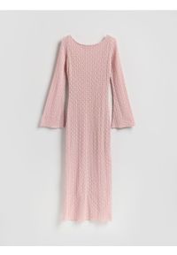 Reserved - Sukienka z wiązaniem na plecach - pastelowy róż. Kolor: różowy. Materiał: dzianina