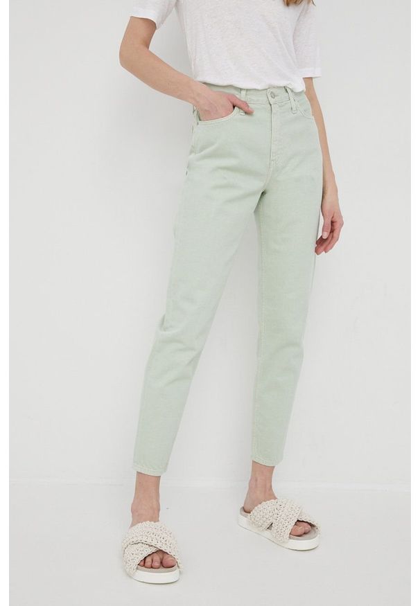 Calvin Klein Jeans jeansy J20J218513.PPYY damskie high waist. Stan: podwyższony. Kolor: zielony