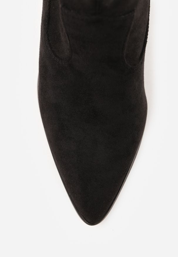 Renee - Czarne Botki Vices w Stylu Kowbojek na Obcasie Vertige. Zapięcie: zamek. Kolor: czarny. Materiał: jeans. Sezon: jesień. Obcas: na obcasie. Styl: boho, rockowy, elegancki. Wysokość obcasa: średni