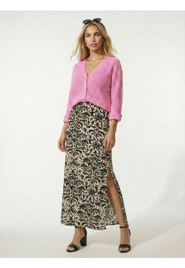 Sinsay - Wiskozowa spódnica midi z rozcięciami po bokach - kremowy. Kolor: kremowy. Materiał: wiskoza