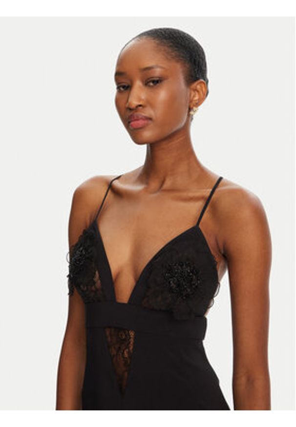 Elisabetta Franchi Sukienka koktajlowa AB72952E2-V460 Czarny Slim Fit. Kolor: czarny. Materiał: syntetyk. Styl: wizytowy