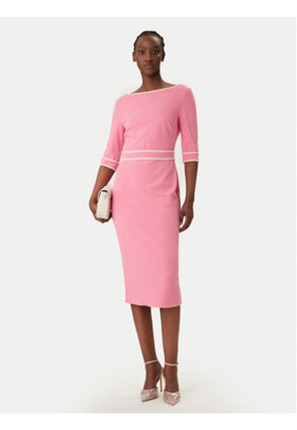 Rinascimento Sukienka koktajlowa CFC0127991003 Różowy Slim Fit. Kolor: różowy. Materiał: syntetyk. Styl: wizytowy
