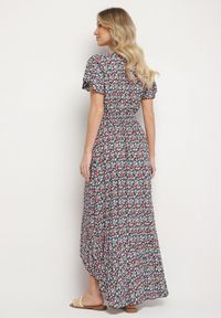 Born2be - Czarno-Zielona Bawełniana Sukienka z Gumką w Talii i Asymetrycznym Dołem Orrizae. Okazja: na co dzień. Typ kołnierza: dekolt kopertowy, kołnierz z falbankami. Kolor: czarny. Materiał: bawełna. Długość rękawa: krótki rękaw. Sezon: wiosna, lato. Typ sukienki: asymetryczne. Styl: elegancki, casual #3