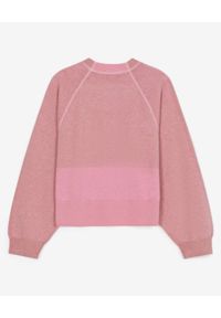 Kenzo - KENZO - Różowa bluza z logo. Kolor: wielokolorowy, fioletowy, różowy. Materiał: bawełna, wełna, prążkowany. Wzór: aplikacja. Styl: klasyczny