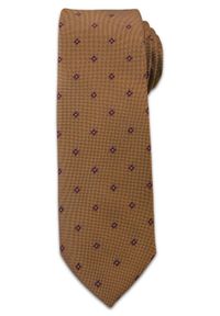 Stylowy Krawat Męski w Kwiatki -6,5cm- Chattier, Miedziany, Kolorowy. Kolor: brązowy, wielokolorowy, beżowy. Materiał: tkanina. Wzór: grochy. Styl: elegancki #1