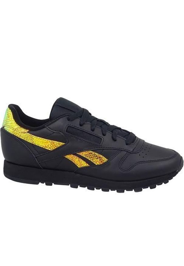 Buty do chodzenia damskie Reebok Classic Leather. Zapięcie: sznurówki. Kolor: czarny, żółty, wielokolorowy. Materiał: skóra, syntetyk, tkanina, materiał. Szerokość cholewki: normalna. Model: Reebok Classic. Sport: turystyka piesza