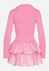 Born2be - Różowa Rozkloszowana Sukienka z Długim Rękawem i Falbanką Reonaria. Okazja: na co dzień. Kolor: różowy. Długość rękawa: długi rękaw. Styl: elegancki, casual #6