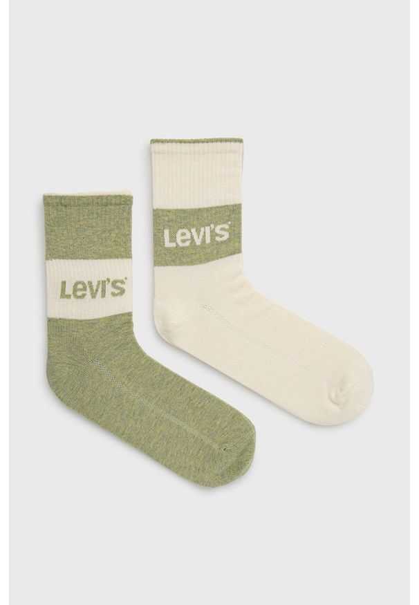 Levi's® - Levi's skarpetki (2-pack) kolor zielony. Kolor: zielony. Materiał: bawełna, materiał, lyocell, tkanina, jedwab