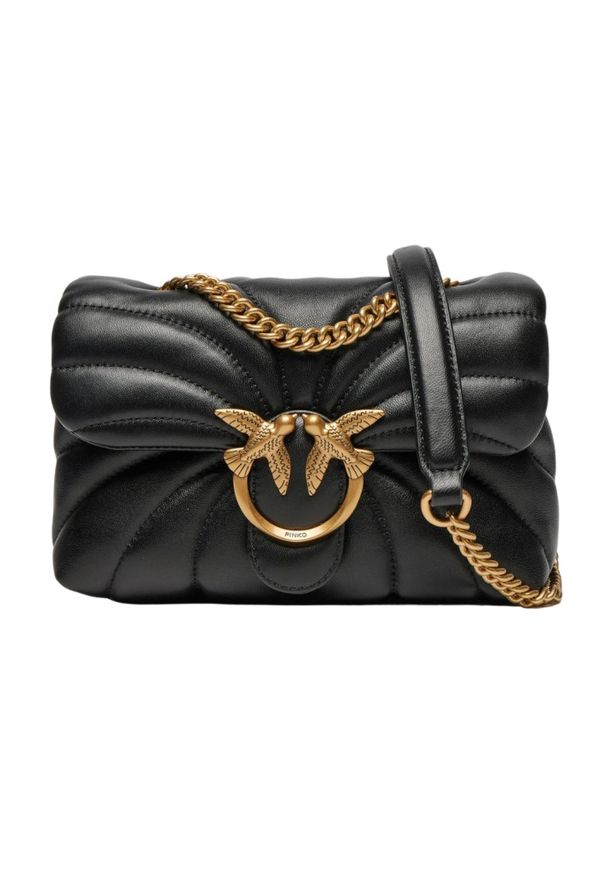 Pinko - PINKO Czarna torebka Love Puff Mini CL. Kolor: czarny. Materiał: skórzane, pikowane. Styl: elegancki
