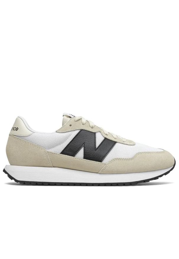 Buty New Balance MS237CB - beżowe. Okazja: na co dzień. Zapięcie: sznurówki. Kolor: beżowy. Materiał: zamsz, guma. Szerokość cholewki: normalna