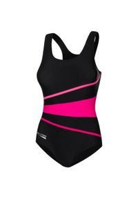 Aqua Speed - Strój jednoczęściowy pływacki damski STELLA. Kolor: czarny, wielokolorowy, różowy