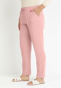 Born2be - Różowe Materiałowe Spodnie z Gumką w Talii Airiana. Kolor: różowy. Materiał: materiał. Sezon: lato #1