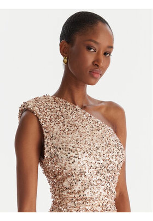 ACCESS FASHION Sukienka wieczorowa 54-3354-612 Brązowy Slim Fit. Kolor: brązowy. Materiał: syntetyk. Styl: wizytowy