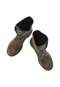 Zielone Botki Armodo Damskie Modne Obuwie. Zapięcie: zamek. Kolor: zielony. Materiał: nubuk. Styl: elegancki #5