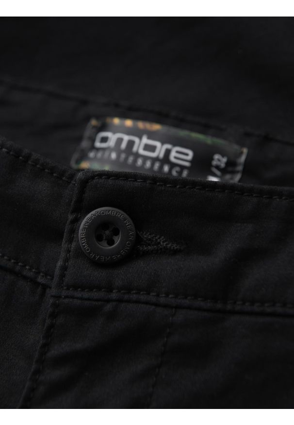 Ombre Clothing - Klasyczne męskie szorty chino z podwiniętą nogawką - czarne V9 OM-SRCS-0197 - XXL. Kolor: czarny. Materiał: bawełna, elastan. Sezon: lato. Styl: klasyczny