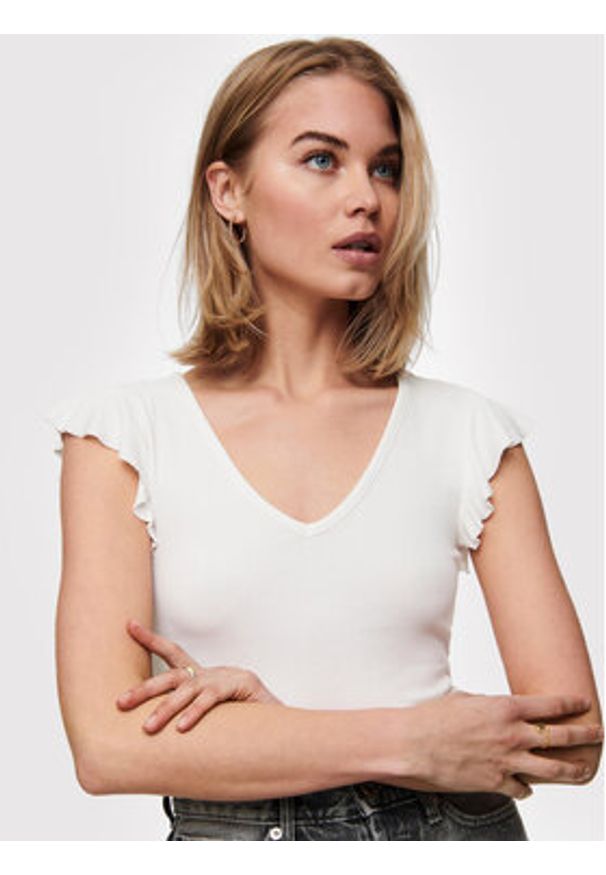 only - ONLY Bluzka Belia 15227187 Biały Regular Fit. Kolor: biały. Materiał: wiskoza