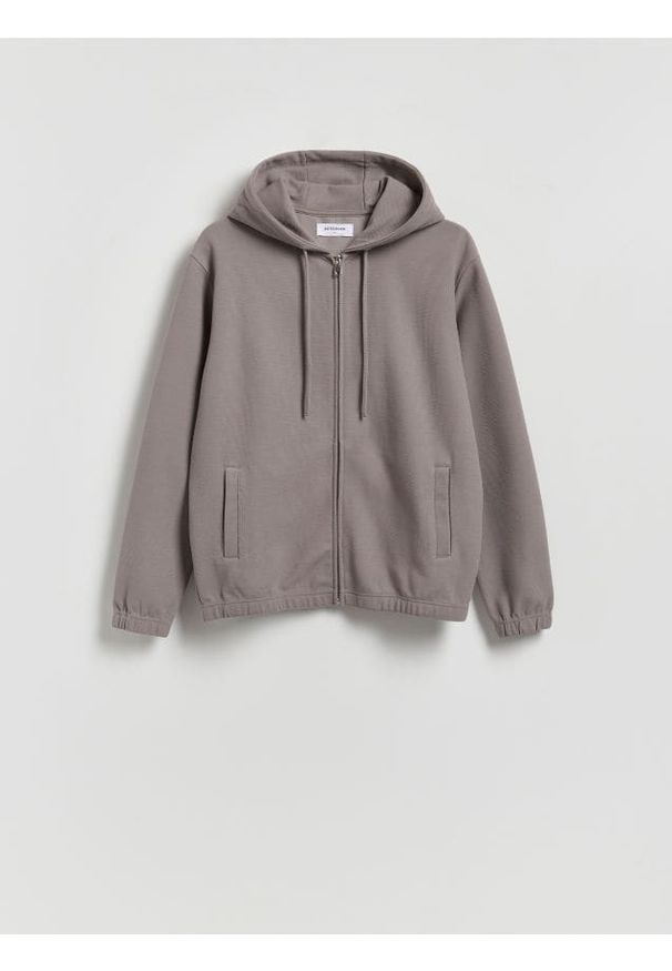 Reserved - Rozpinana bluza z kapturem - brązowy. Kolor: brązowy. Materiał: dzianina, bawełna