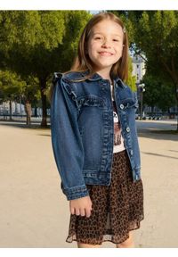 Sinsay - Kurtka jeansowa z ozdobnymi falbanami - niebieski. Kolor: niebieski. Materiał: jeans