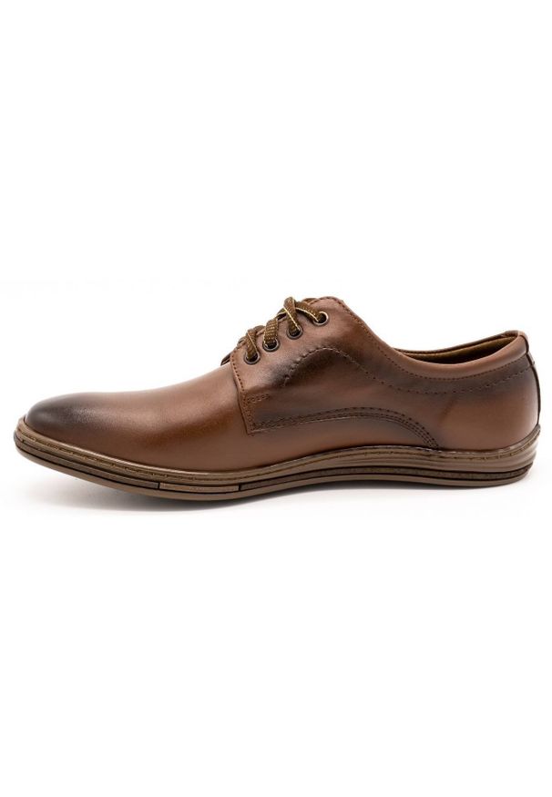 Lukas Skórzane buty męskie 295LU brązowe. Kolor: brązowy. Materiał: skóra. Sezon: jesień, wiosna. Styl: sportowy