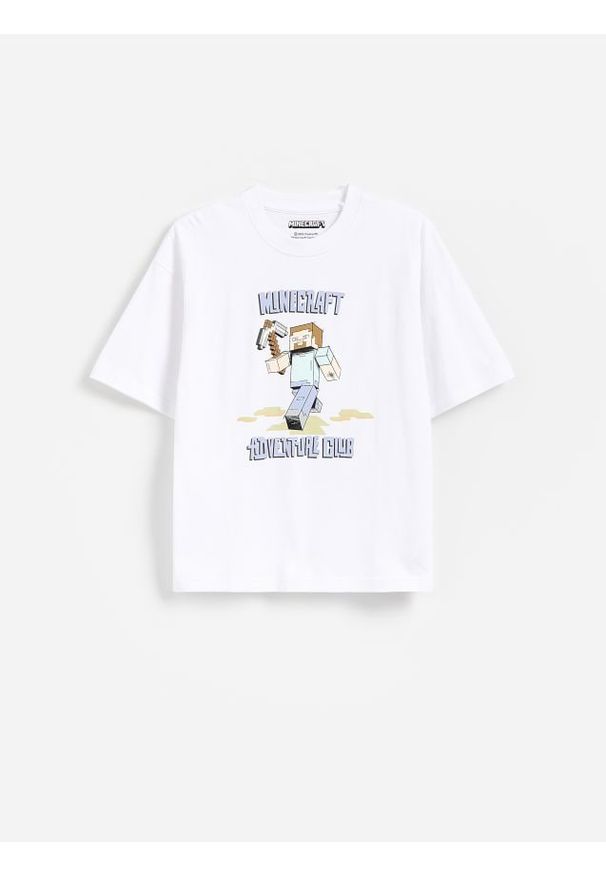 Reserved - Bawełniany t-shirt Minecraft - biały. Kolor: biały. Materiał: bawełna