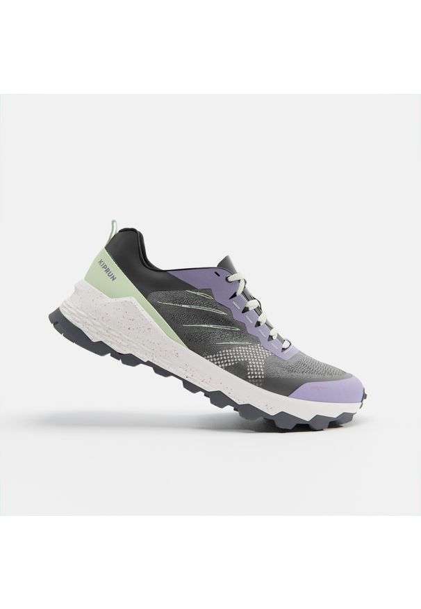 KIPRUN - Buty do biegania w terenie damskie Kiprun MT3. Kolor: wielokolorowy, czarny, fioletowy, zielony. Materiał: kauczuk. Szerokość cholewki: normalna. Sport: bieganie