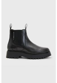AllSaints sztyblety skórzane Arlo Arlo damskie kolor czarny na platformie WF580X. Nosek buta: okrągły. Kolor: czarny. Materiał: skóra. Obcas: na platformie #1
