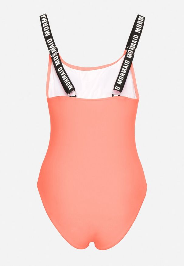 Born2be - Pomarańczowy Strój Kąpielowy z Napisami i Usztywnianymi Miseczkami Fadelaris. Kolor: pomarańczowy. Wzór: napisy