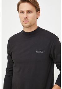 Calvin Klein longsleeve męski kolor czarny gładki. Okazja: na co dzień. Kolor: czarny. Długość rękawa: długi rękaw. Wzór: gładki. Styl: casual #2