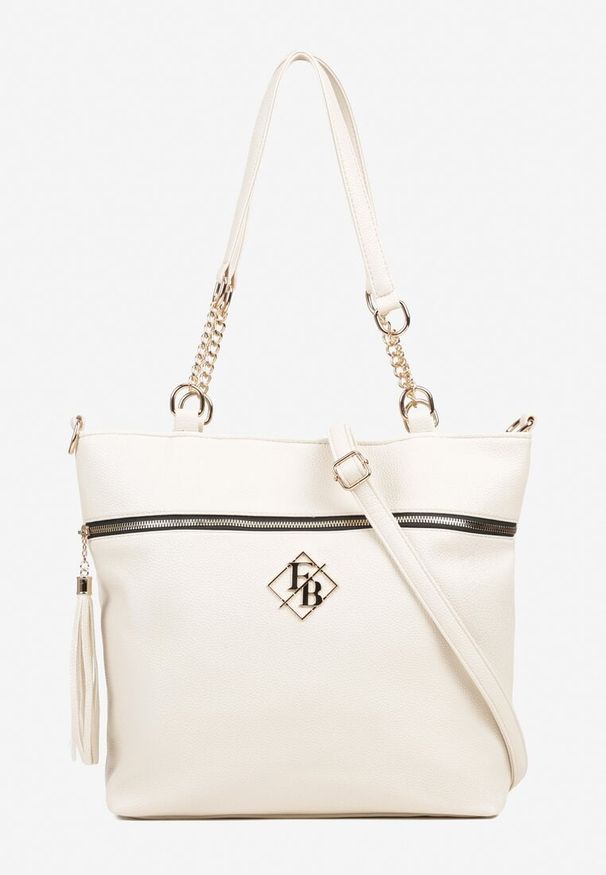 Renee - Biała Torebka Typu Shopper z Ozdobnymi Rączkami i Paskiem na Ramię Idaloriela. Kolor: biały. Styl: elegancki, casual. Rodzaj torebki: na ramię