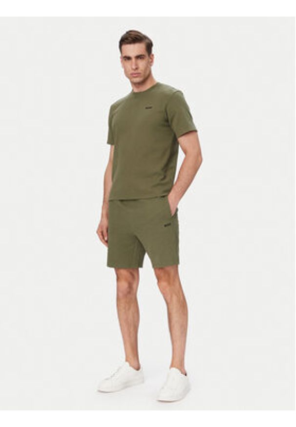 BOSS Szorty sportowe Waffle 50535884 Zielony Regular Fit. Kolor: zielony. Materiał: bawełna. Styl: sportowy
