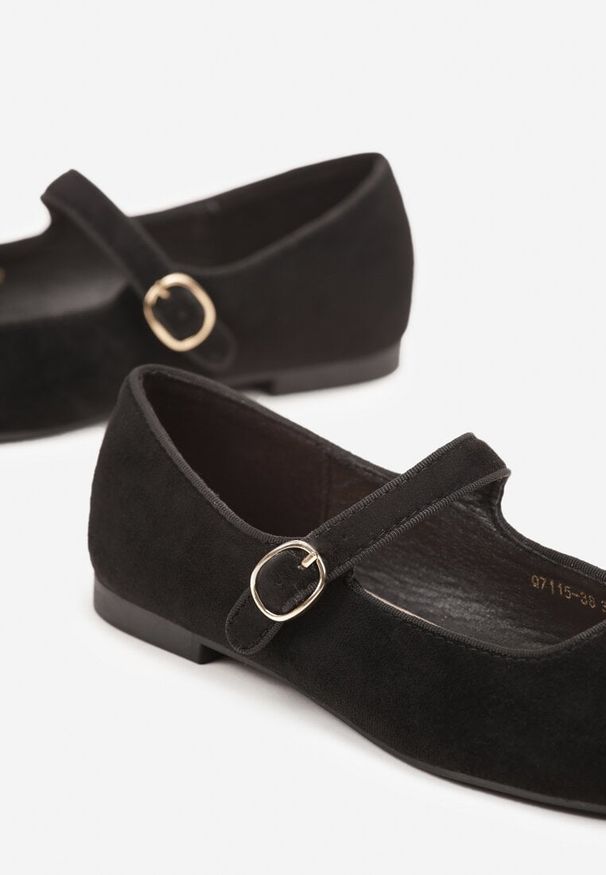 Born2be - Czarne Balerinki Vices z Paskiem i Skórzaną Wkładką Nalirise. Okazja: na randkę, na co dzień. Zapięcie: pasek. Kolor: czarny. Materiał: skóra. Styl: casual, elegancki