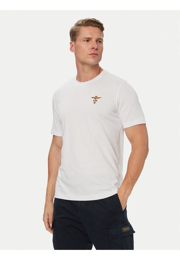 Aeronautica Militare T-Shirt 262TS1580UJ00372 Biały Regular Fit. Kolor: biały. Materiał: bawełna