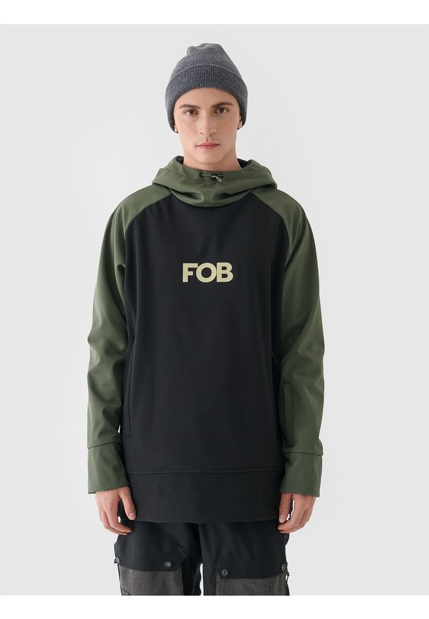 4f - 4F Długa bluza snowboardowa z softshellu membrana 5000 męska - czarna 3XL. Typ kołnierza: kaptur. Kolor: czarny. Materiał: tkanina, elastan, dzianina, materiał, syntetyk. Długość rękawa: raglanowy rękaw. Długość: długie. Sezon: zima. Styl: sportowy. Sport: snowboard