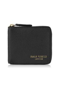 PAOLO PERUZZI - Portfel damski skórzany mały czarny w orientacji poziomej z RFID Paolo Peruzzi KV-04-BL. Kolor: czarny. Materiał: skóra #1