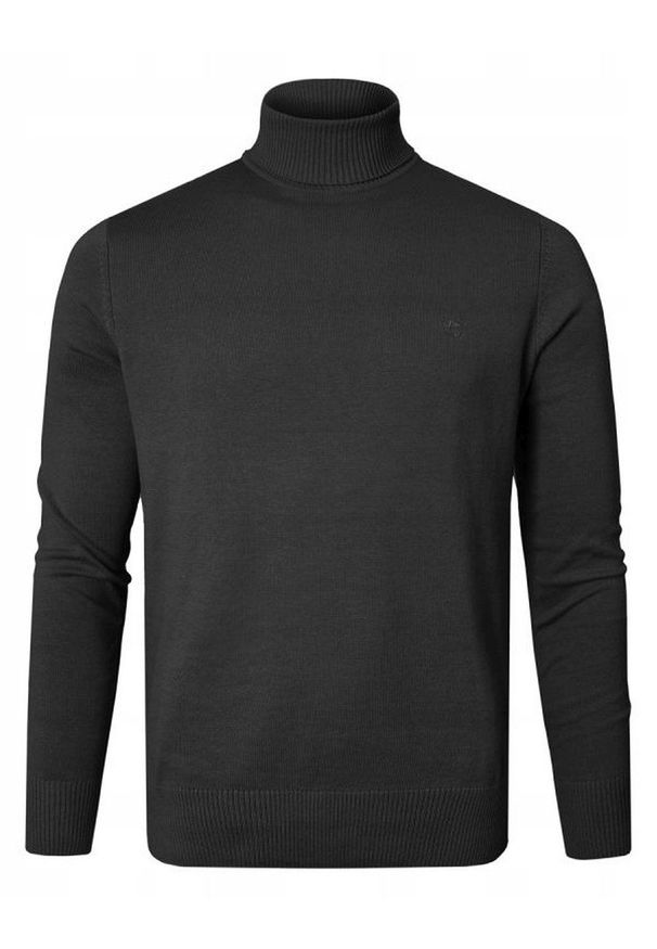 Bawełniany Męski Golf - Pako Jeans - Czarny. Typ kołnierza: golf. Kolor: czarny. Materiał: bawełna. Styl: klasyczny