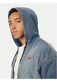 Adidas - adidas Kurtka jeansowa KE0131 Niebieski Loose Fit. Kolor: niebieski. Materiał: bawełna #4