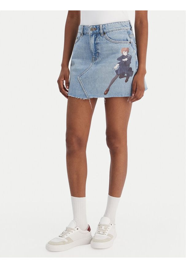 Hugo - HUGO Spódnica jeansowa Gadele 50557549 Niebieski Regular Fit. Kolor: niebieski. Materiał: bawełna